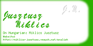 jusztusz miklics business card
